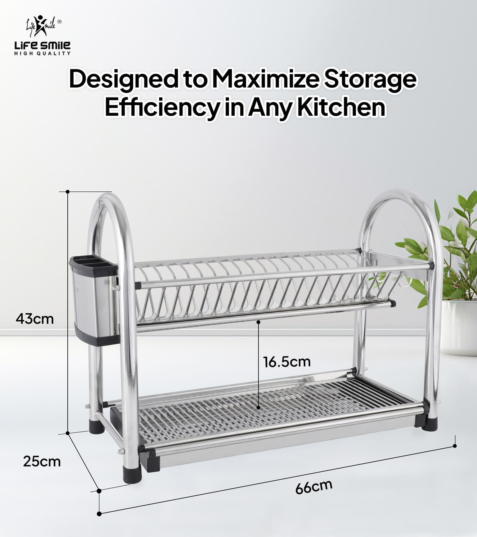 Tier Dish Rack Premium Stainless Steel with Drainboard - Main Image