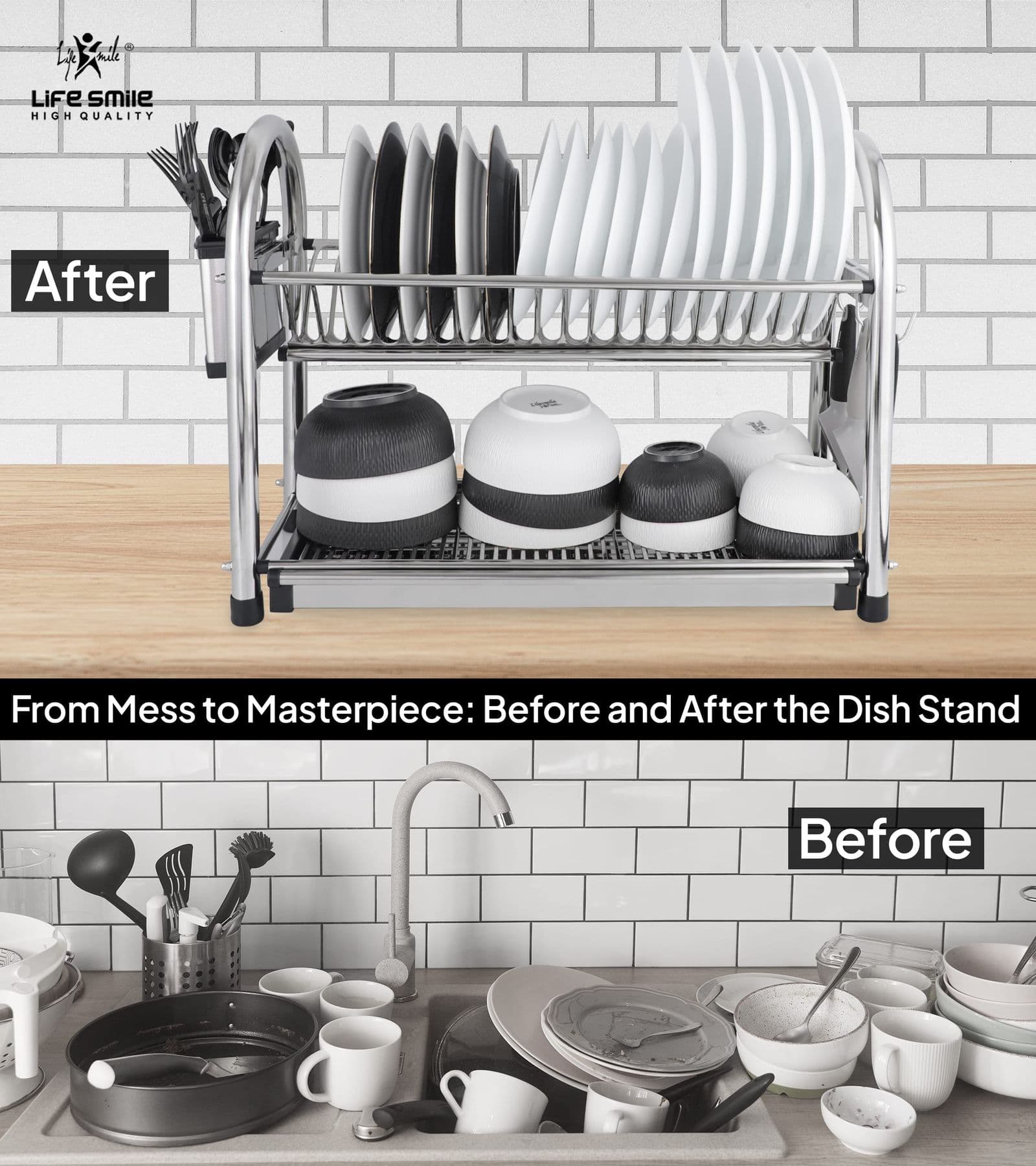 Tier Dish Rack Premium Stainless Steel with Drainboard