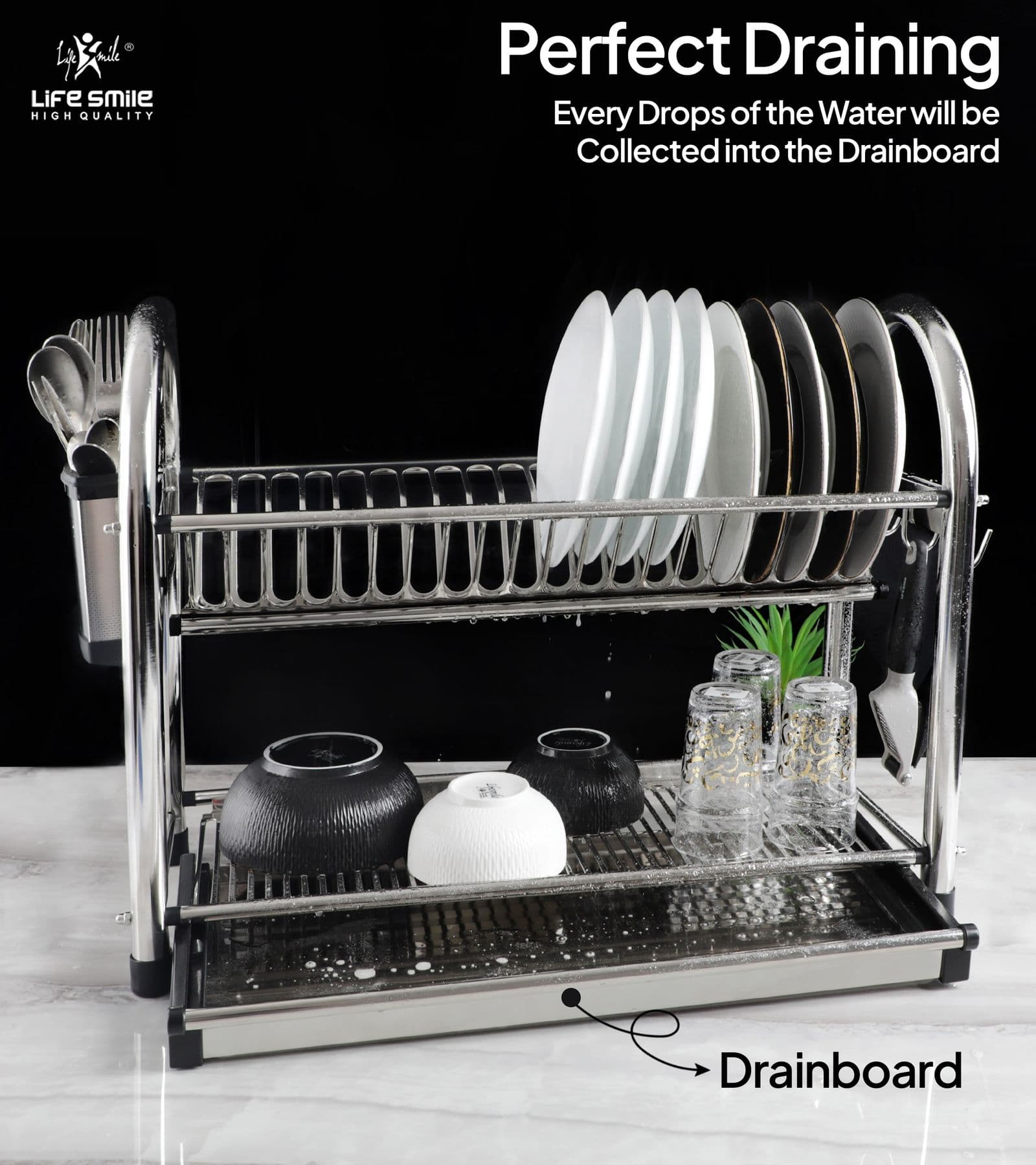 Tier Dish Rack Premium Stainless Steel with Drainboard