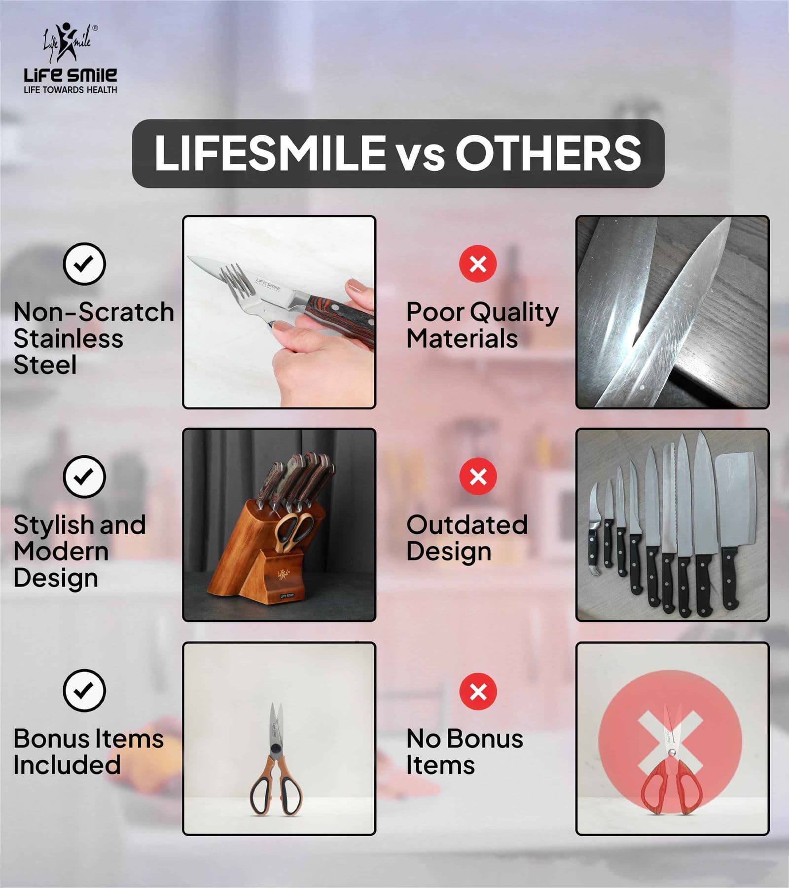 Lifesmile | Best Kitchen Knife Set | Best Knife Set |  | UAE | Dubai | Abu Dhabi