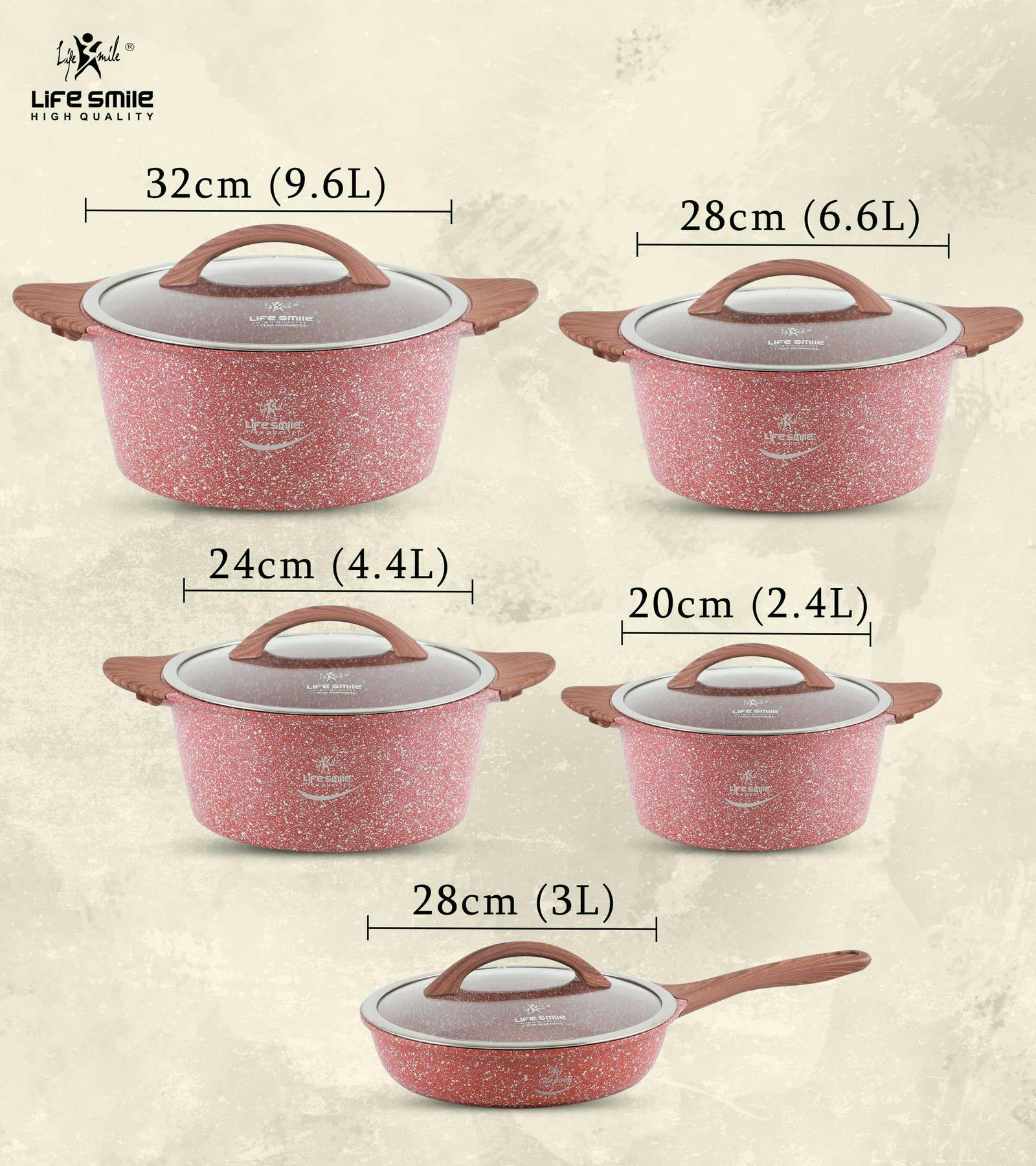 Aoibox 10-Piece Stone Nonstick Cookware Set in Beige